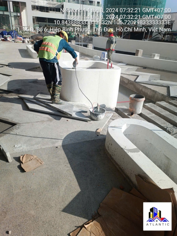 Thi công bồn cây, ghế ngồi đá mài Terrazzo