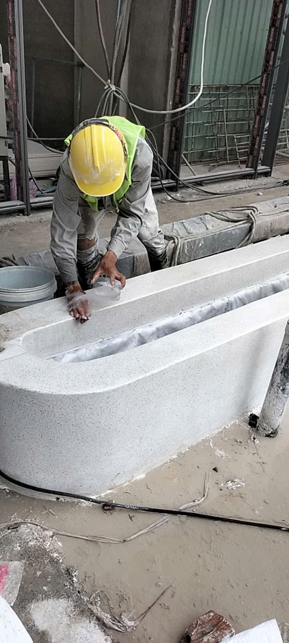 Thi công bồn cây, ghế ngồi đá mài Terrazzo