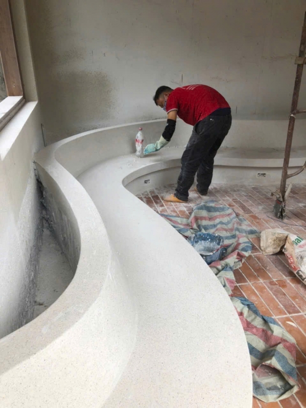 Thi công bồn cây, ghế ngồi đá mài Terrazzo