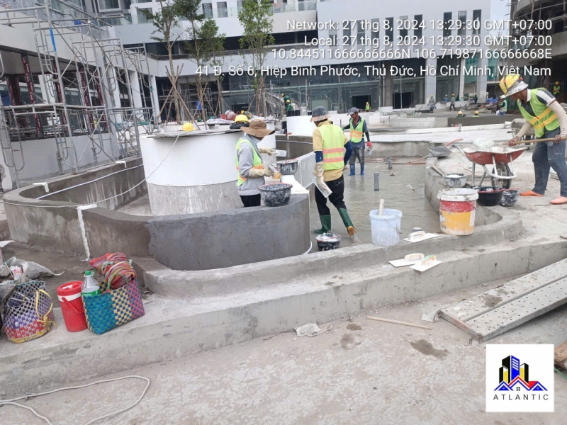 Thi công bồn cây, ghế ngồi đá mài Terrazzo