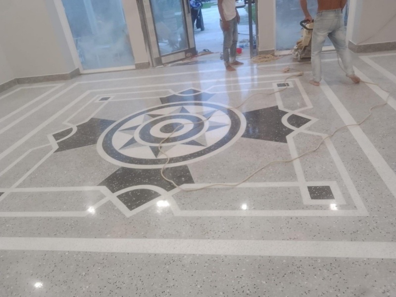 Thi công sàn đá mài Terrazzo