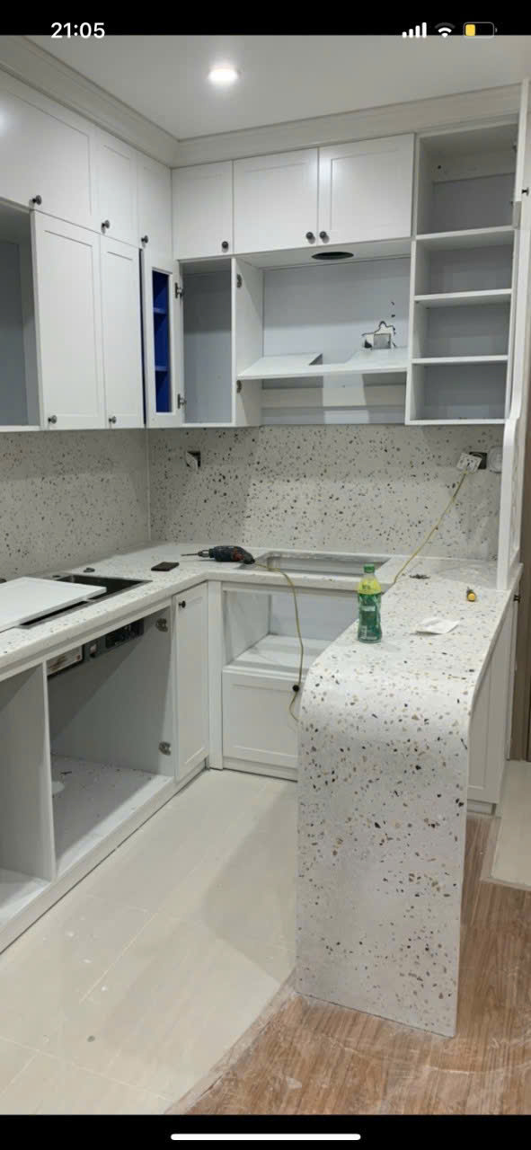 Bàn bếp đá mài granito, terrazzo